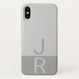 ライトグレー&グレイイニシャルモダンモノグラム iPhone X ケース