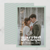 ライトグレー&シルバーグリーンの新婚夫婦のためのクリスマス シーズンカード (正面/裏面)