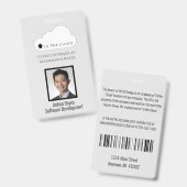 ライトグレー＆ブラックの縦型社員ID バッジ (表裏)