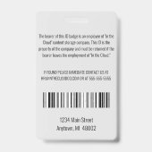 ライトグレー＆ブラックの縦型社員ID バッジ (裏面)