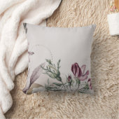 ライトグレー&ブルゴーニュシンプルバラフローラ クッション (ブランケット)