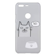 ライトグレー No to Dinner 猫 iPhoneケース