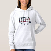ライトグレー USA グラフィックパーカー パーカ (正面)