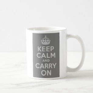 ライトグレーKeep Calm and Carry On コーヒーマグカップ