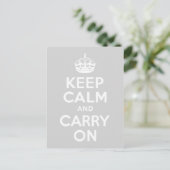 ライトグレーKeep Calm and Carry On ポストカード (スタンド正面)
