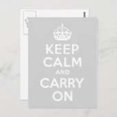 ライトグレーKeep Calm and Carry On ポストカード (正面/裏面)