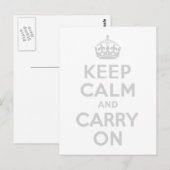 ライトグレーKeep Calm and Carry On ポストカード (正面/裏面)