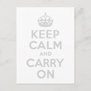 ライトグレーKeep Calm and Carry On ポストカード