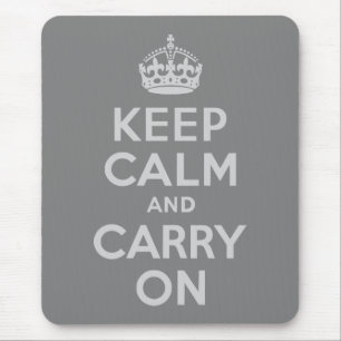 ライトグレーKeep Calm and Carry On マウスパッド