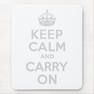 ライトグレーKeep Calm and Carry On マウスパッド