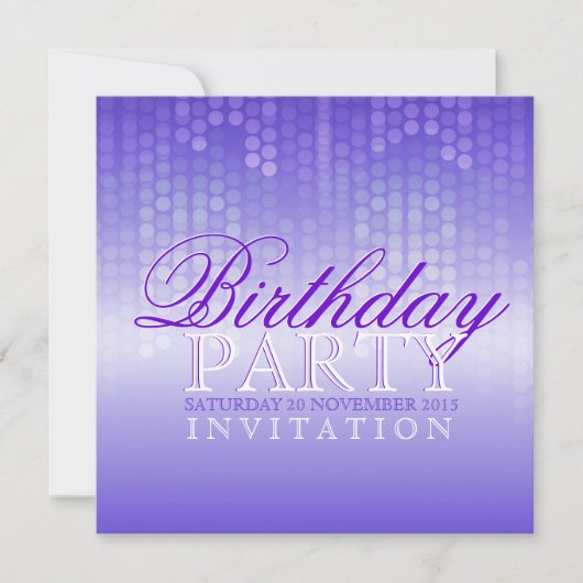 ライトグローシャイニーパープルパーティー誕生日招待状 招待状 (正面)