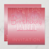 ライトグローシャイニーピンクパーティー誕生日招待状 招待状 (正面/裏面)