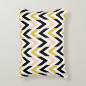 ライトコーモダンラル、金ゴールド、ブラック、ホワイトシェブロン アクセントクッション (正面(垂直))