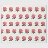 ライトコーラルの美しいピンクのバラ模様 ラッピングペーパー (フラット)