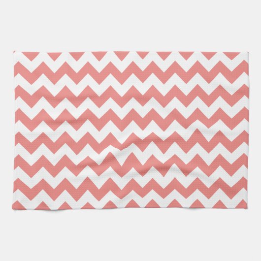 ライトコーラルシェブロンストライプ キッチンタオル (横)