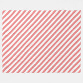 ライトコーラルストライプのデザイン フリースブランケット (正面(横))