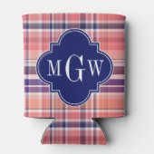 ライトコーラルネイビーウィットマドラスモノグラム 缶クーラー (裏面)