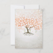 ライトコーラルハートリーフの木の結婚式の招待 招待状 (裏面)