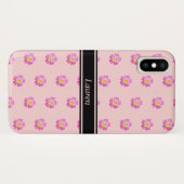 ライトコーラルピンクの背景に咲くモダンで美しいピンクの花 Case-Mate iPhoneケース (裏面(横))