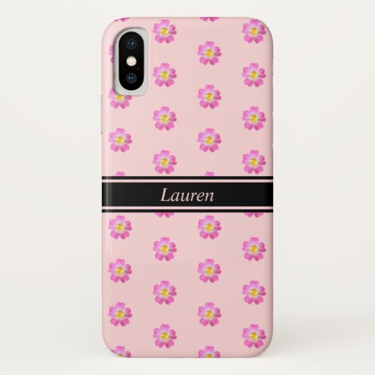 ライトコーラルピンクの背景に咲くモダンで美しいピンクの花 Case-Mate iPhoneケース (裏面)