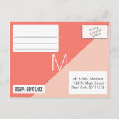 ライトコーラルピーチツートーンRSVPポストカード インビテーションポストカード (裏面)