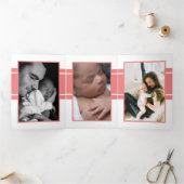 ライトコーラル3フォトコラージュベビー誕生 三つ折り案内状 (内部)