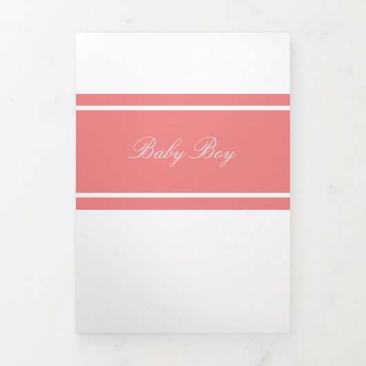 ライトコーラル3フォトコラージュベビー誕生 三つ折り案内状 (カバー)