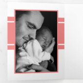 ライトコーラル3フォトコラージュベビー誕生 三つ折り案内状 (内部最初)