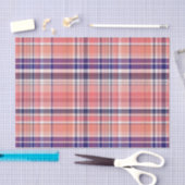 ライトコーラル、ネイビーブルー、ホワイトマドラス名門私立校風のプレイド 薄葉紙 (クラフト)