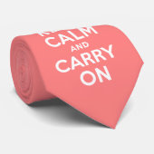 ライトコーラル Keep Calm and Carry On ネクタイ (ロール)