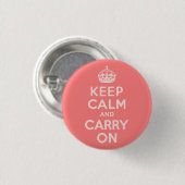 ライトコーラル Keep Calm and Carry On 缶バッジ (正面&裏面)