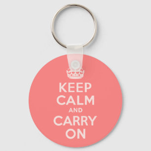 ライトコーラルKeep Calm and Carry On キーホルダー