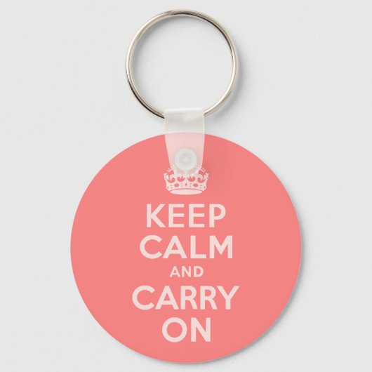 ライトコーラルKeep Calm and Carry On キーホルダー (正面)