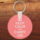 ライトコーラルKeep Calm and Carry On キーホルダー (正面)
