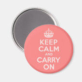 ライトコーラルKeep Calm and Carry On マグネット (正面/裏面)