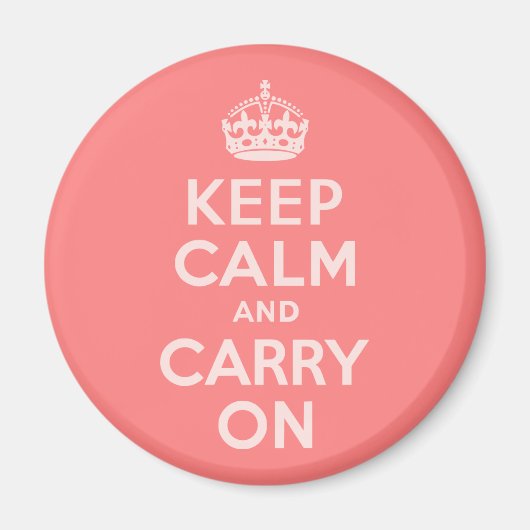 ライトコーラルKeep Calm and Carry On マグネット (正面)