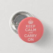 ライトコーラルKeep Calm and Carry On 缶バッジ (正面&裏面)
