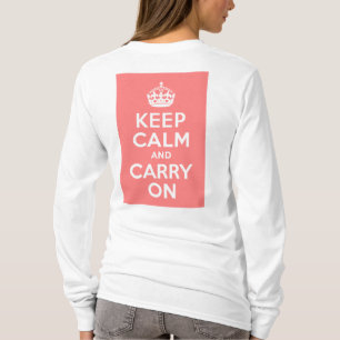 ライトコーラルKeep Calm and Carry On Tシャツ
