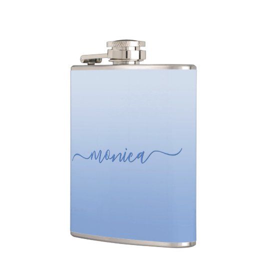 ライトコーンフラワーブルーグラデーションエレガントシグネチャー フラスク (左)
