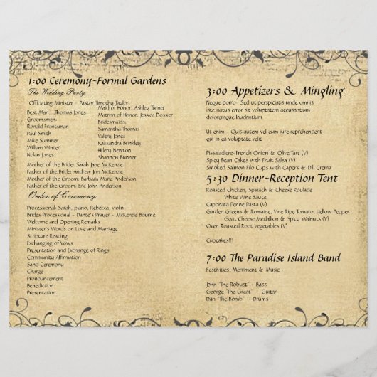 ライトコー素朴ラルハートリーフツリー結婚式 プログラム (裏面)