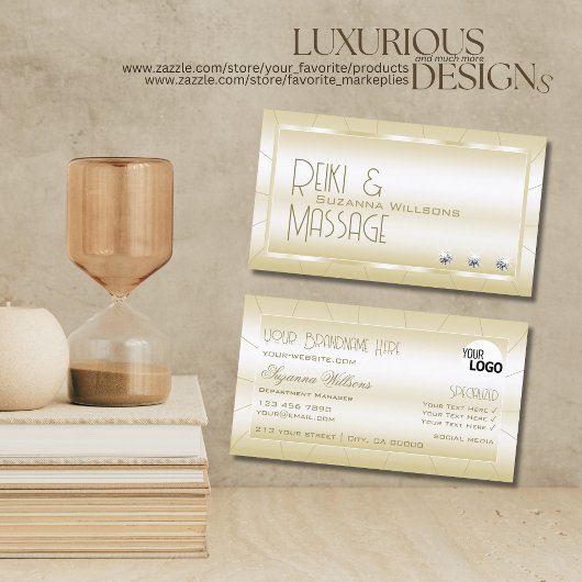 ライトゴールデンウィズダイヤモンドとロゴラグジュアリースタイリッシュ 名刺