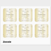 ライトゴールドクリームグリッター製品ラベルイニシャル スクエアシール (シート)