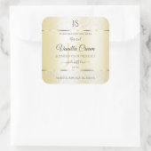 ライトゴールドクリームグリッター製品ラベルイニシャル スクエアシール (バッグ)