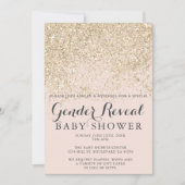 ライトゴールドグリッター ブラッシュピンク 性別発表 ベイビー 招待状 (正面)