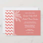 ライトサンゴのシェストライプブロン島ヤシの木 招待状 (正面)