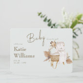 ライトサージのベイビーシャワー バスケット ギラフ 仮想 招待状 (スタンド正面)