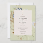 ライトサージの野生の花のウェディング招待状 招待状 (正面)