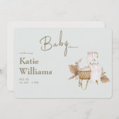 ライトサージ ベイビーシャワー バシネット ボーホー 招待状 (正面/裏面)