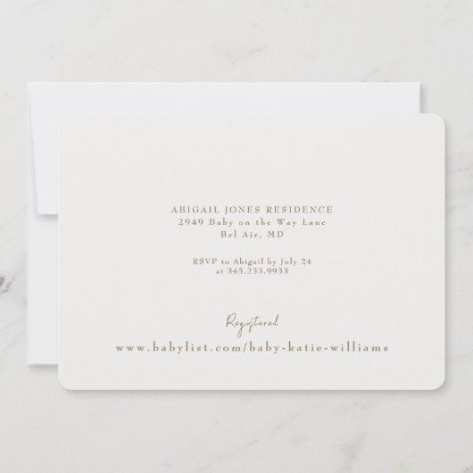 ライトサージ ベイビーシャワー バシネット ボーホー 招待状 (裏面)