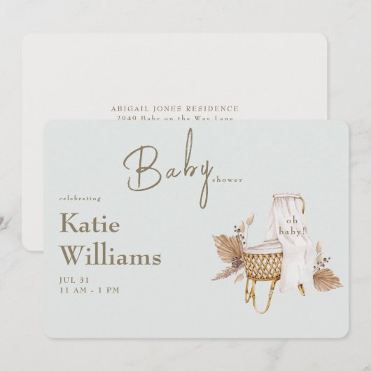 ライトサージ ベビーシャワー バシネット ボホ  招待状 (正面/裏面)
